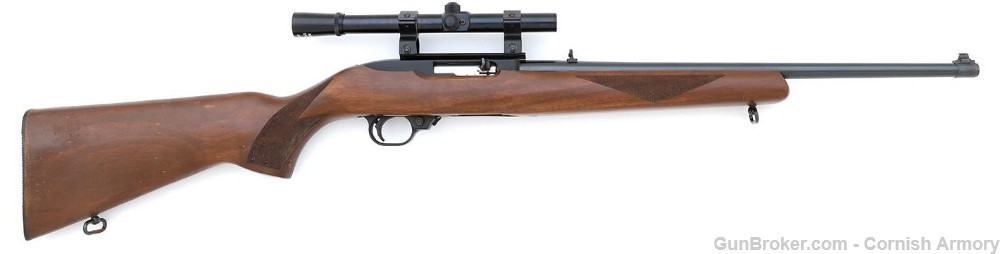 scoped Ruger 10/22 Deluxe Sporter Carbine w/checkered walnut stock-img-1