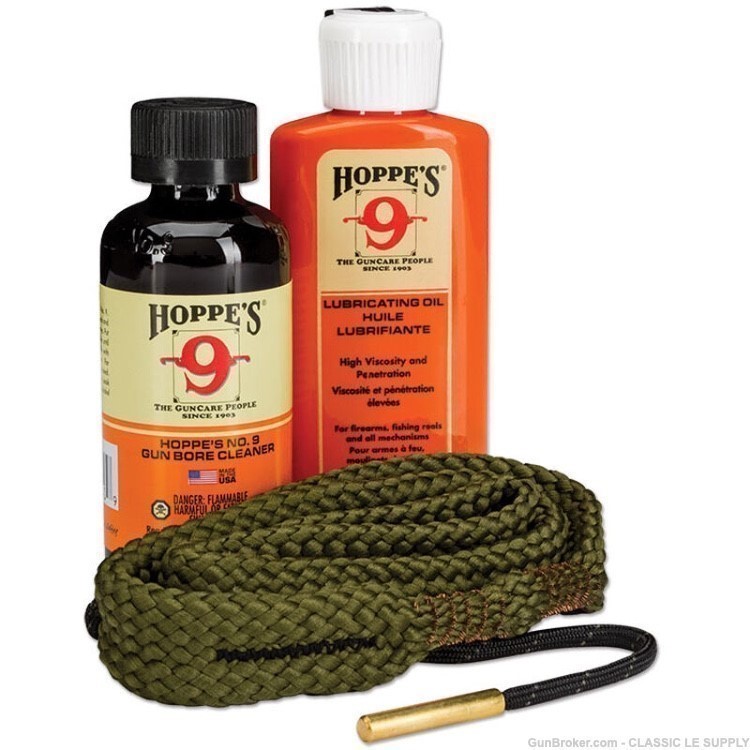 Hoppe's 1.2.3 Done Pistol Cleaning Kit  40 Caliber 10mm Bore Solvent Snake -img-1