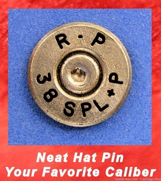 Remington R-P 38 SPL + P  Nickel Cartridge Hat Pin  Tie Tac  Ammo Bullet-img-0