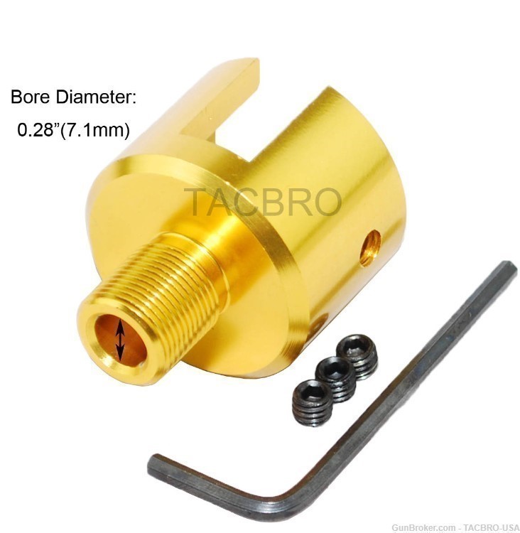 TACBRO Gold Ruger .22 Mark 1,2,3 Bull Barrel 1/2"x28 Muzzle Brake Adapter-img-1