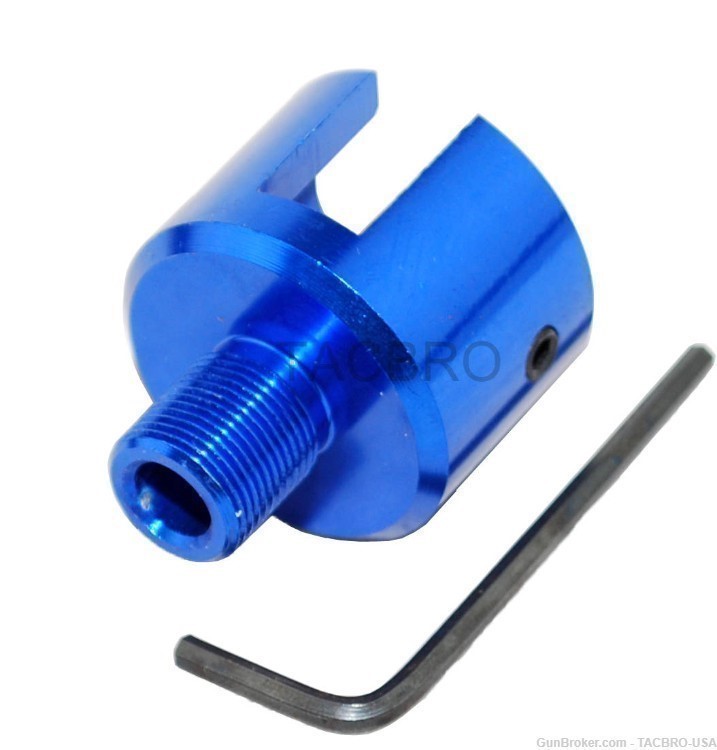 TACBRO Blue Ruger .22 Mark 1,2,3 Bull Barrel 1/2"x28 Muzzle Brake Adapter-img-0