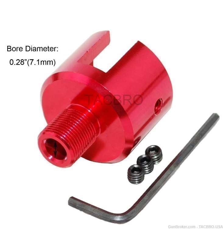 TACBRO Red Ruger .22 Mark 1,2,3 Bull Barrel 1/2"x28 Muzzle Brake Adapter-img-1