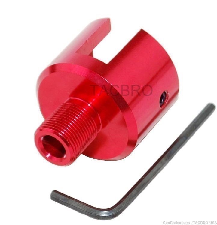 TACBRO Red Ruger .22 Mark 1,2,3 Bull Barrel 1/2"x28 Muzzle Brake Adapter-img-0