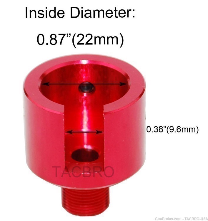 TACBRO Red Ruger .22 Mark 1,2,3 Bull Barrel 1/2"x28 Muzzle Brake Adapter-img-2