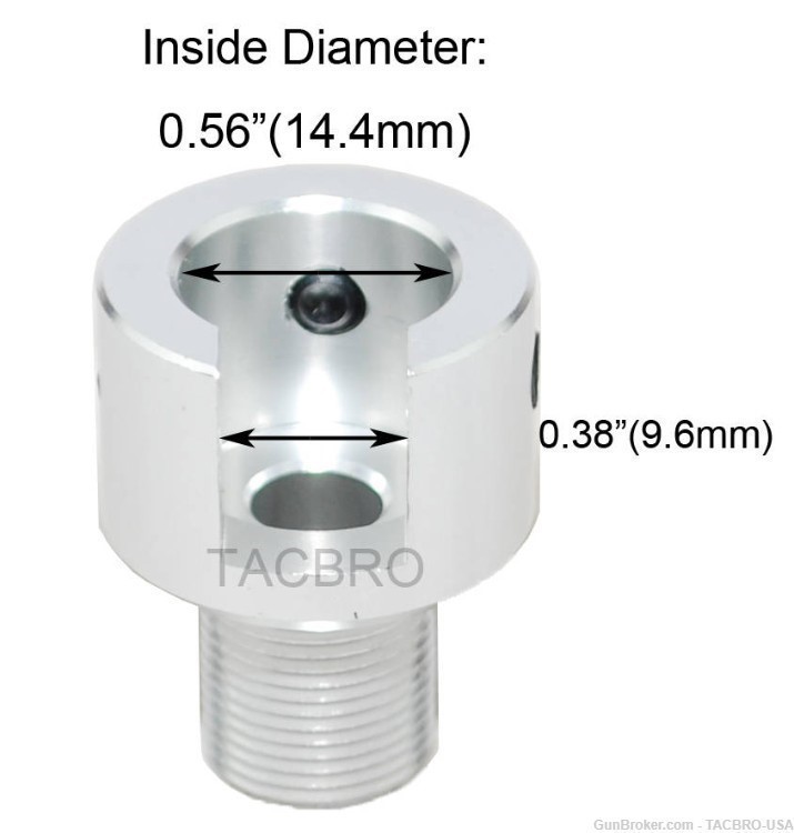 TACBRO Silver Ruger .22 Mark 1,2,3 Tapered 1/2"x28 TPI Muzzle Brake Adapter-img-1