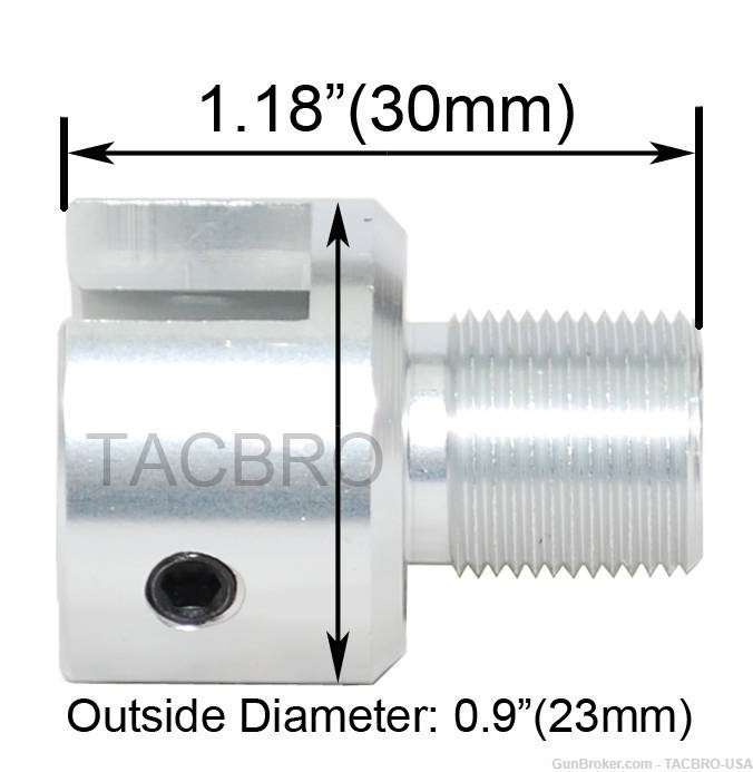 TACBRO Silver Ruger .22 Mark 1,2,3 Tapered 1/2"x28 TPI Muzzle Brake Adapter-img-2