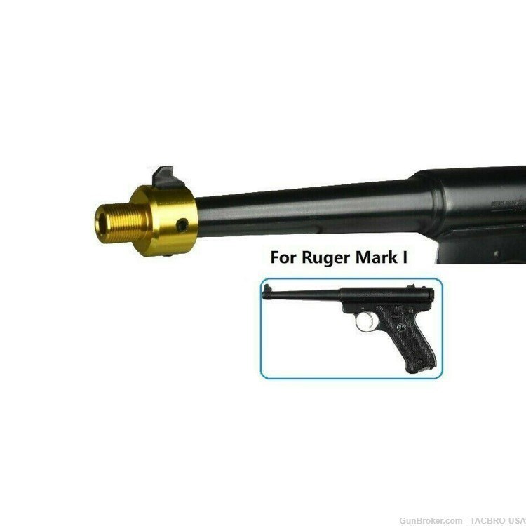 TACBRO Gold Ruger .22 Mark 1,2,3 Tapered 1/2"x28 TPI Muzzle Brake Adapter-img-4