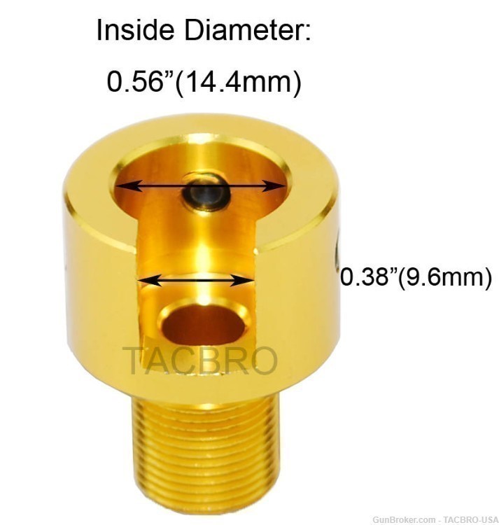 TACBRO Gold Ruger .22 Mark 1,2,3 Tapered 1/2"x28 TPI Muzzle Brake Adapter-img-1