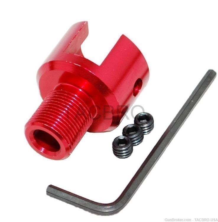 TACBRO Red Ruger .22 Mark 1,2,3 Tapered 1/2"x28 TPI Muzzle Brake Adapter-img-0