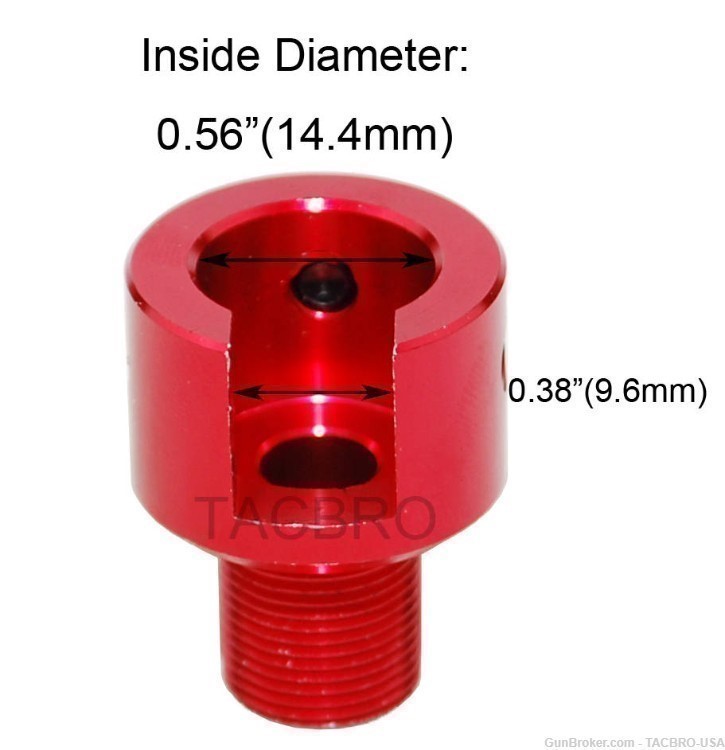 TACBRO Red Ruger .22 Mark 1,2,3 Tapered 1/2"x28 TPI Muzzle Brake Adapter-img-1