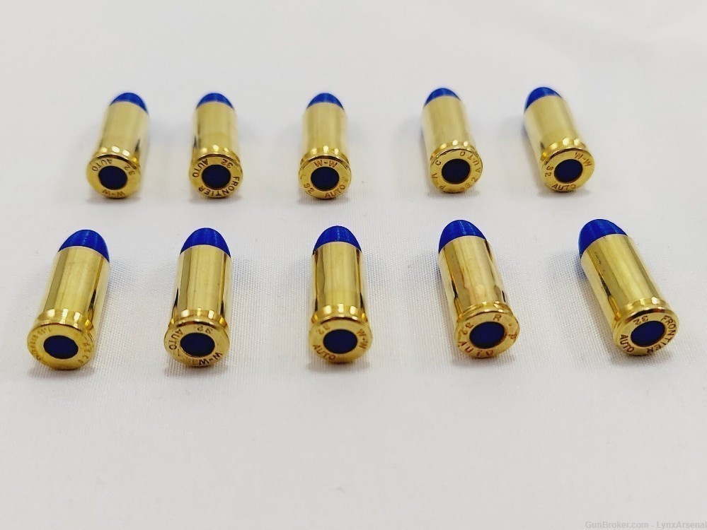 32 ACP Brass Snap caps / Dummy Training Rounds - Set of 10 - Blue-img-3