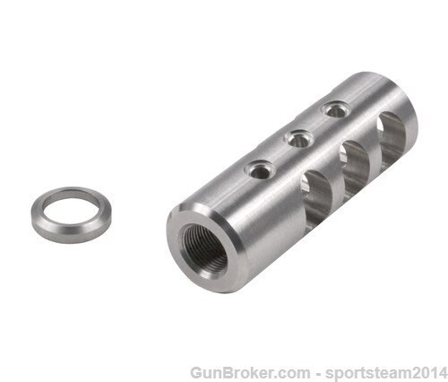 AR-15 1/2x28  Competition Grade Muzzle Brake, Stainless Steel-img-4