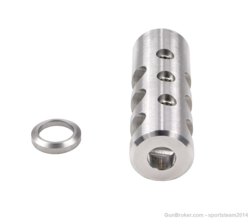 AR-15 1/2x28  Competition Grade Muzzle Brake, Stainless Steel-img-0