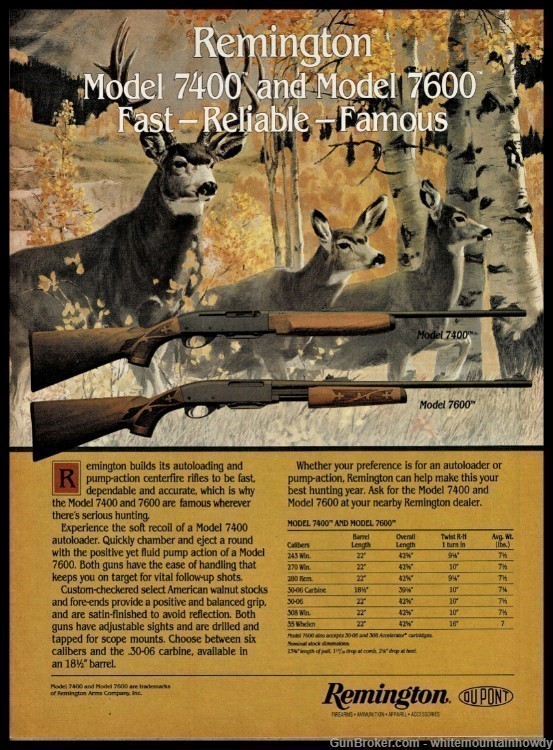 1990 REMINGTON Model 7400 7600 Centerfire Rifle AD Mule Deer Buck & Does-img-0