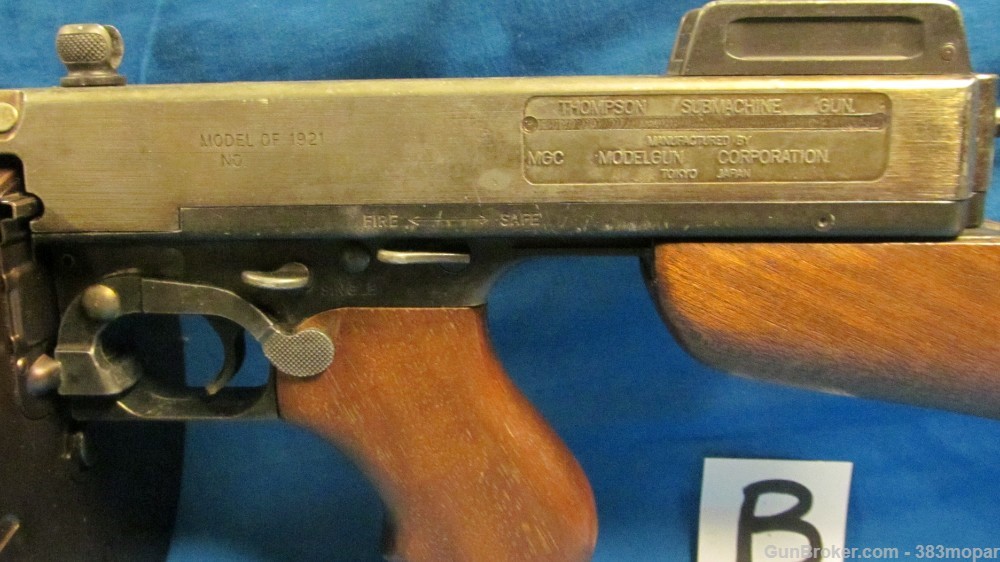 (B) MGC 1921 Thompson SMG Modelgun Corporation Tokyo Japan Blank Firing Gun-img-3