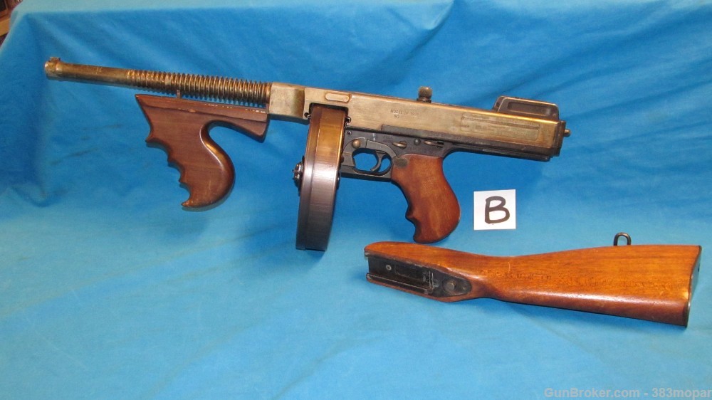 (B) MGC 1921 Thompson SMG Modelgun Corporation Tokyo Japan Blank Firing Gun-img-16