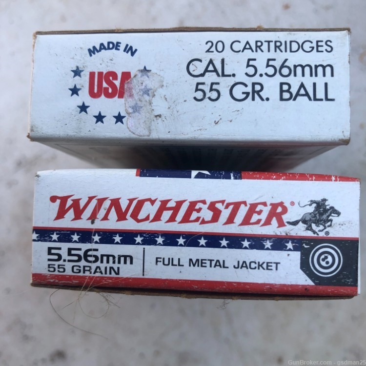 Winchester USA 5.56X45 Rem 55 Grain Full Metal Jacket Box of 20-img-1