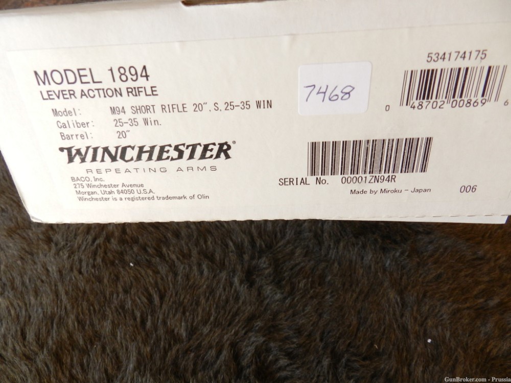 Winchester Model 94 25/35 20" Blue NIB SERIAL NUMBER 1-img-21