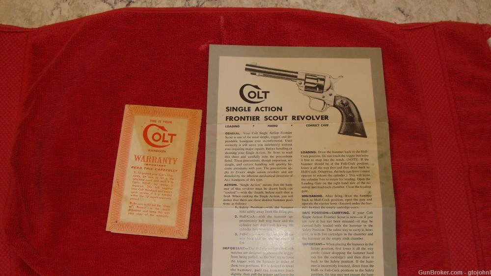 Colt Frontier Scout Original Box Insert and Warranty Card-img-0