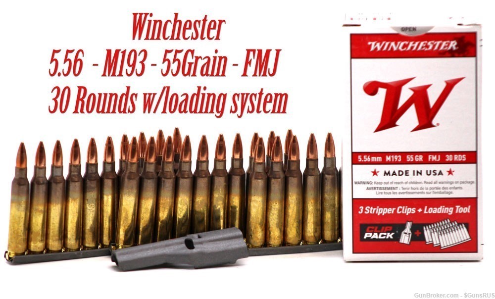 556 WINCHESTER 5.56mm NATO M193 55 Grain FMJ 30 Rds w/Magazine Fast Load-img-0