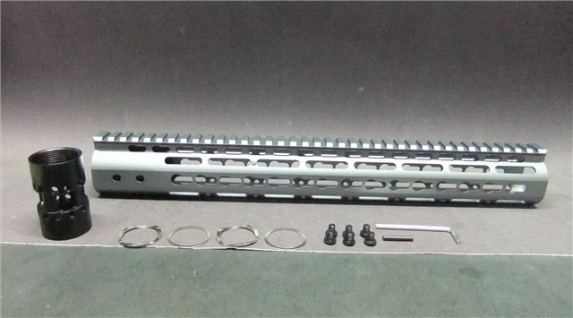 15" AR AR15 Slim Sniper Grey Gun Gray Keymod Free Float Handguard Rail Grip-img-0