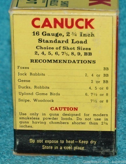 Vintage Full Box of CIL Canuck Standard Load 16 Gauge Shotgun Shells 2 3/4"-img-2