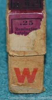 Vintage Full 2 Piece Box Winchester .25 Remington Auto Loading Full Patch-img-4