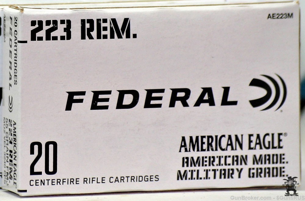223 REM Federal Military Grade Brass Cased 55 Grain FMJ  20 Rounds -img-1