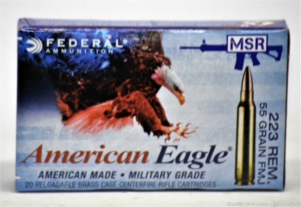 223 REM Federal Military Grade Brass Cased 55 Grain FMJ  20 Rounds -img-2