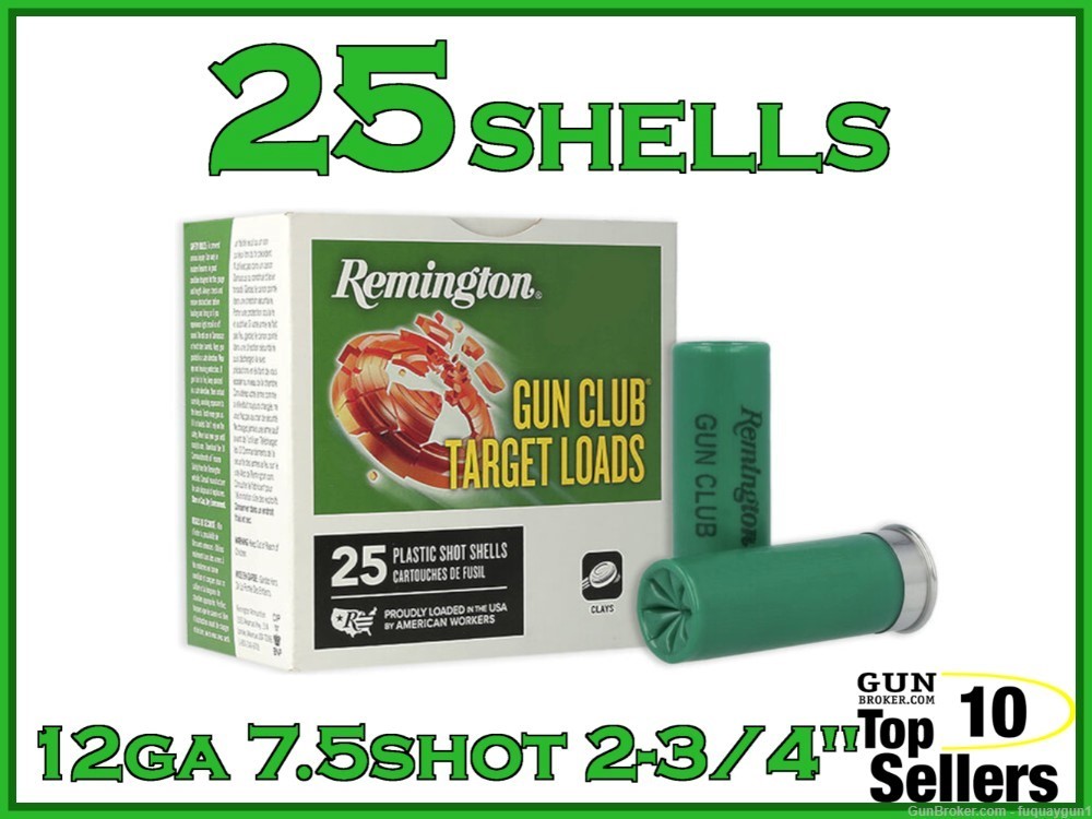 Remington Gun Club Target Loads 12 GA 2 3/4" #7.5 Shot 20232 25CT-img-0