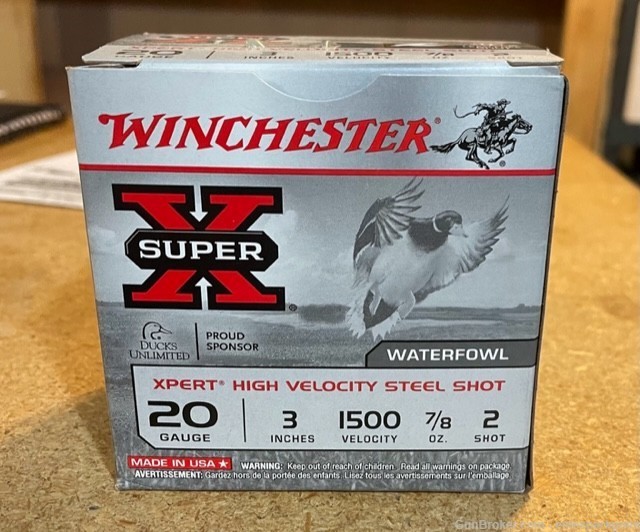 Winchester Super X 20ga 3" 7/8oz 2 Steel Shot 25rds -img-0