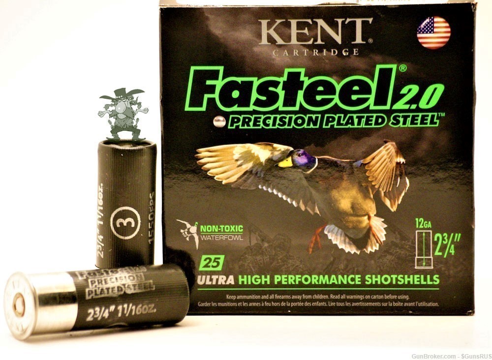 12 GA KENT FastSTEEL2.0 12 Gauge No. 3 Shot 2¾" 1+1/16 Oz 1550 FPS 25 Round-img-0