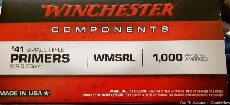 Winchester #41 Small Rifle Primers 5.56 WMSRL Rifle Small #41 WMSRL Primers-img-0