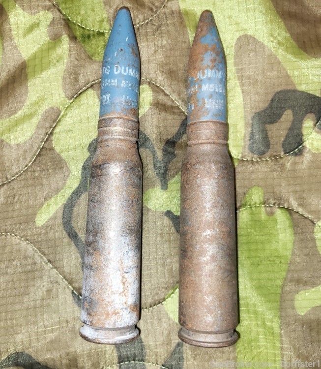 Lot of 2 Inert Blue Tip 20mm Training Ammo Rounds-img-0
