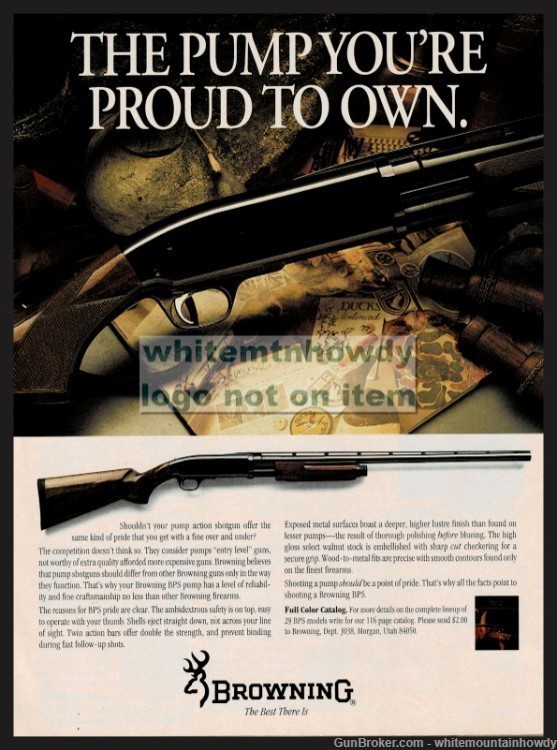 1990 BROWNING Pump shotguns PRINT AD The Pump You're Proud to Own-img-0