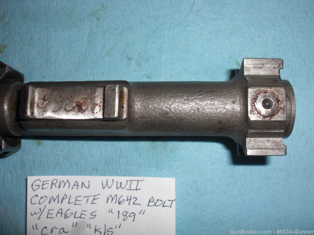 German WWII Complete MG42 Bolt w/ Eagles "kls" "cra" "189" - Near Mint-img-3