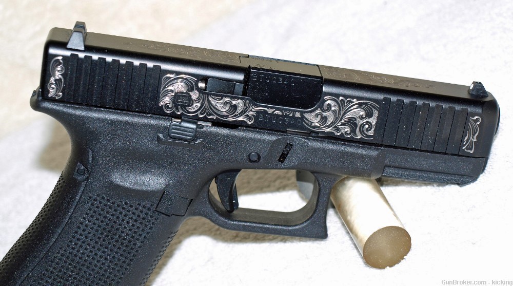 Glock Model 45 Scroll Engraved Slide Three 17 round mags-img-4