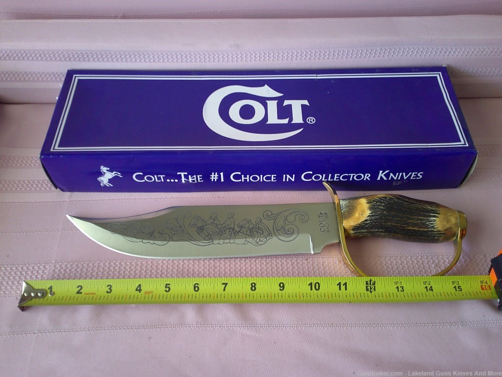 NIB Massive COLT CT801 D GUARD STAG HANDLE ETCHED STONEMOUNTAIN BOWIE Knife-img-19