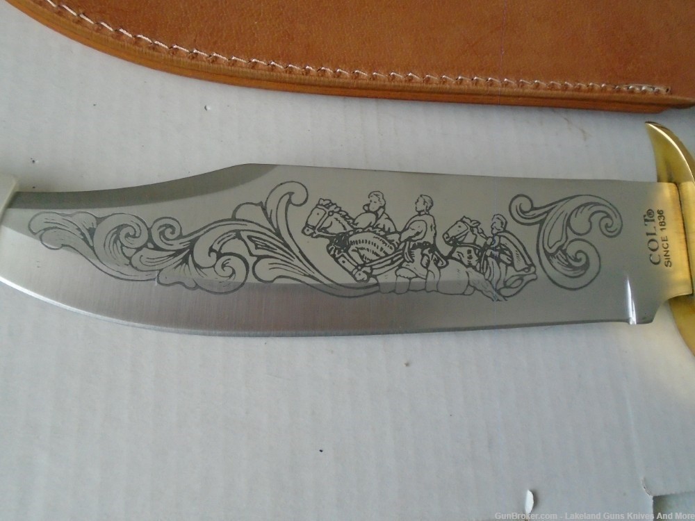 NIB Massive COLT CT801 D GUARD STAG HANDLE ETCHED STONEMOUNTAIN BOWIE Knife-img-24