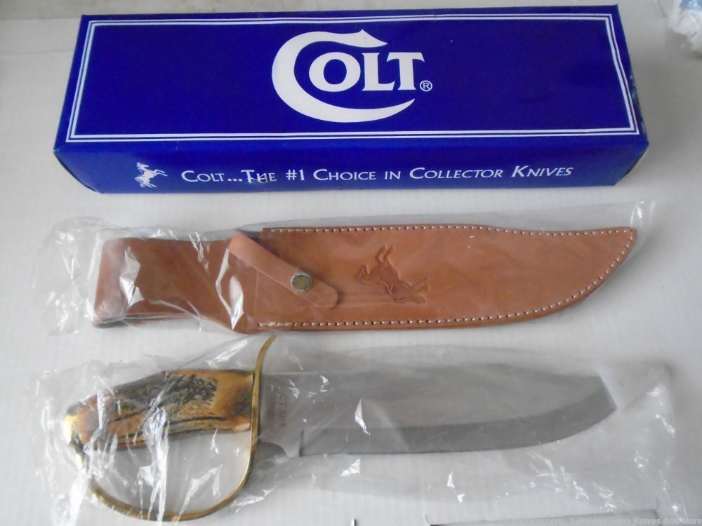 NIB Massive COLT CT801 D GUARD STAG HANDLE ETCHED STONEMOUNTAIN BOWIE Knife-img-25