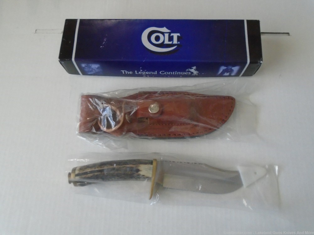 NIB COLT CT30645 Genuine Stag Antler Colt 45 Hunter Knife w/Sheath in box!-img-7