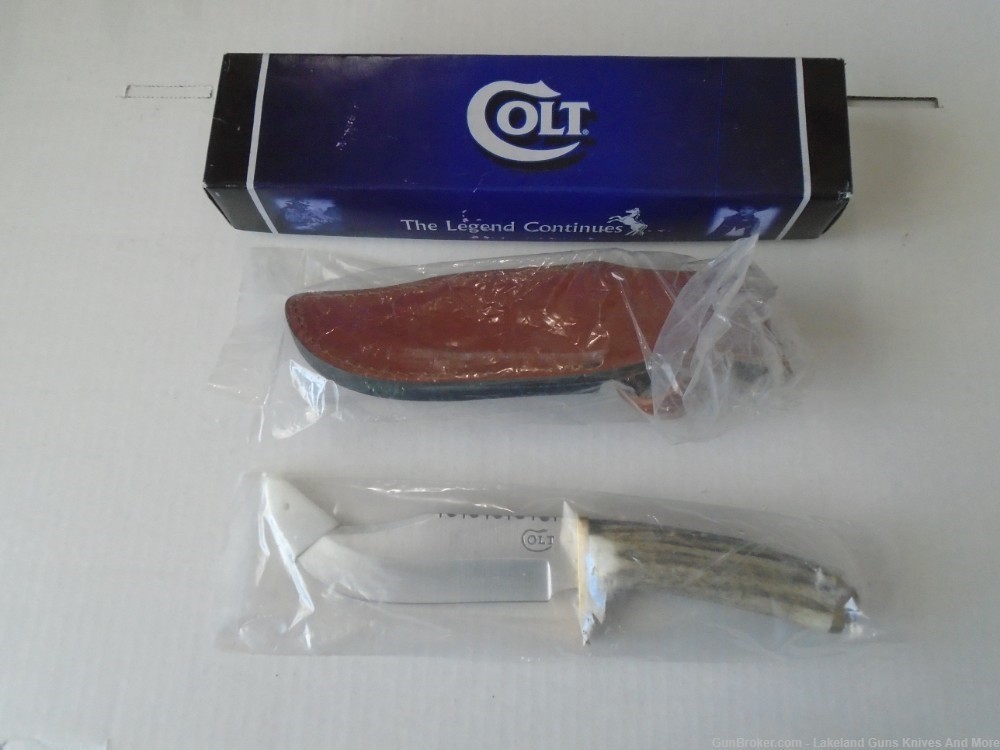 NIB COLT CT30645 Genuine Stag Antler Colt 45 Hunter Knife w/Sheath in box!-img-8