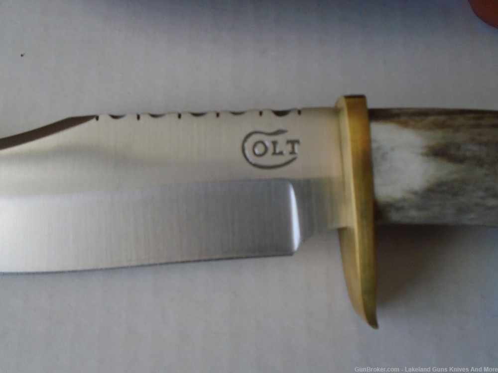 NIB COLT CT30645 Genuine Stag Antler Colt 45 Hunter Knife w/Sheath in box!-img-9
