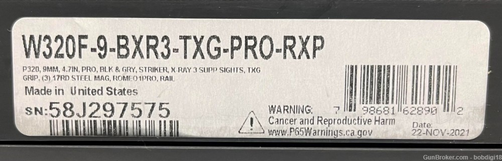 Sig Sauer P320 X Full Size TXG Tungsten Grip RXP Romeo 1PRO 17rd Make Offer-img-3