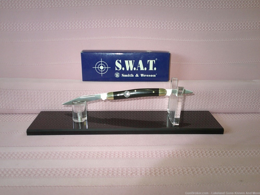  NIB CH505BH Smith & Wesson SWAT Bullseye Buffalo Horn Pen Knife!-img-2