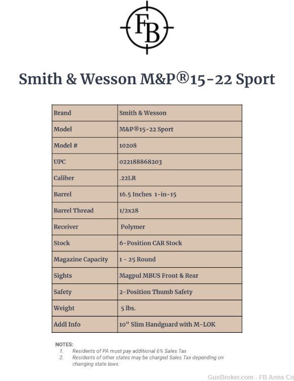 Smith & Wesson M&P 15-22 Sport 22LR 25rd 16.5in NIB-img-2
