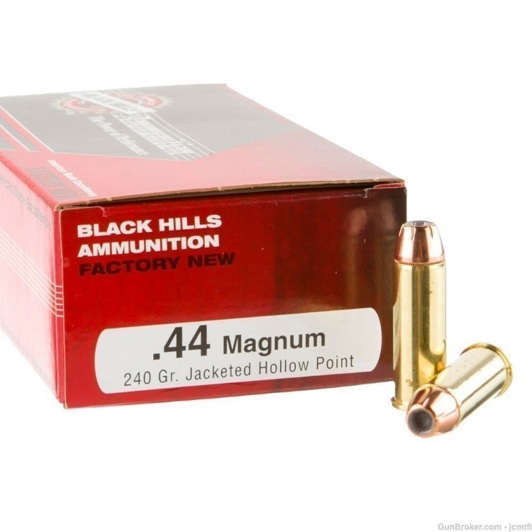 100rds Black Hills .44 Remington Magnum 240 Grain Jacketed Hollow Point-img-1