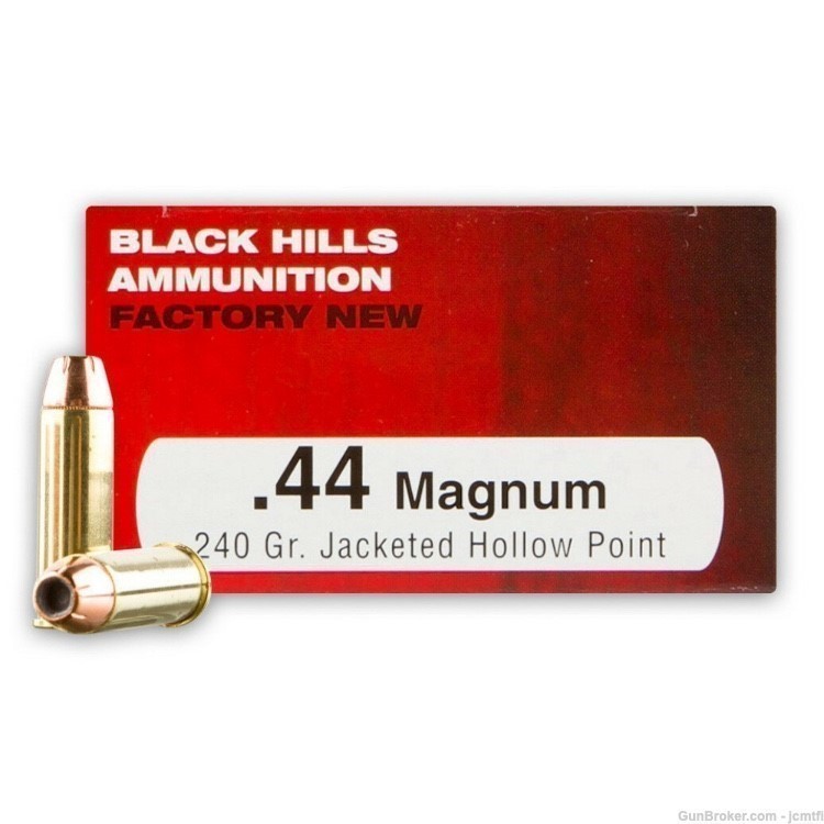 100rds Black Hills .44 Remington Magnum 240 Grain Jacketed Hollow Point-img-0