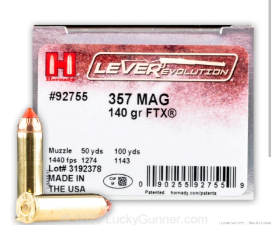 Hornady LEVERevolution Ammunition - 357 Magnum - 140 Grain FTX - 25 Rounds -img-0