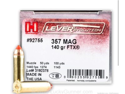 Hornady LEVERevolution Ammunition - 357 Magnum - 140 Grain FTX - 25 Rounds 